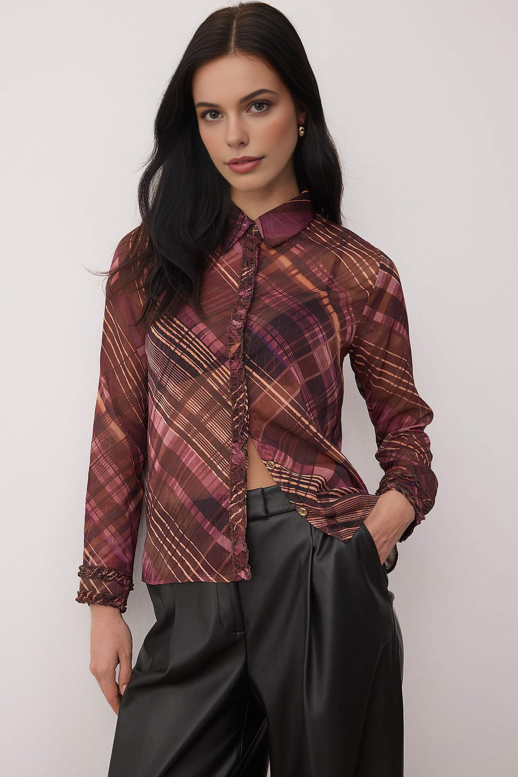 Regular Fit Unlined Chiffon Shirt
