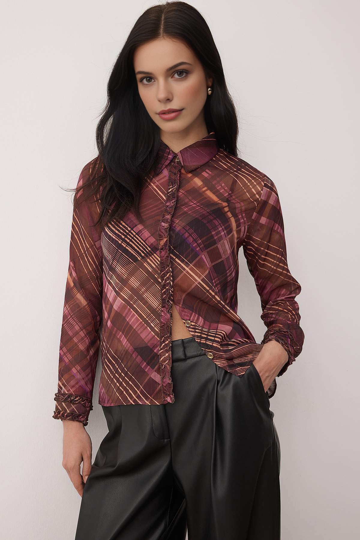 Regular Fit Unlined Chiffon Shirt