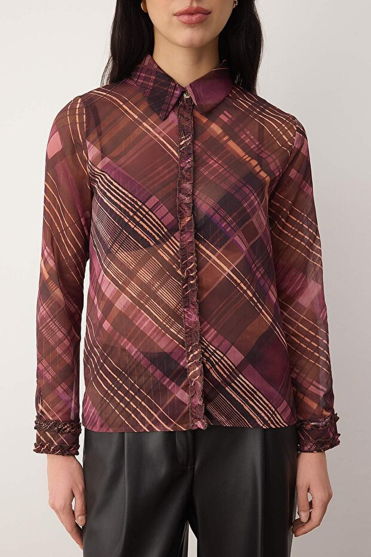 Regular Fit Unlined Chiffon Shirt
