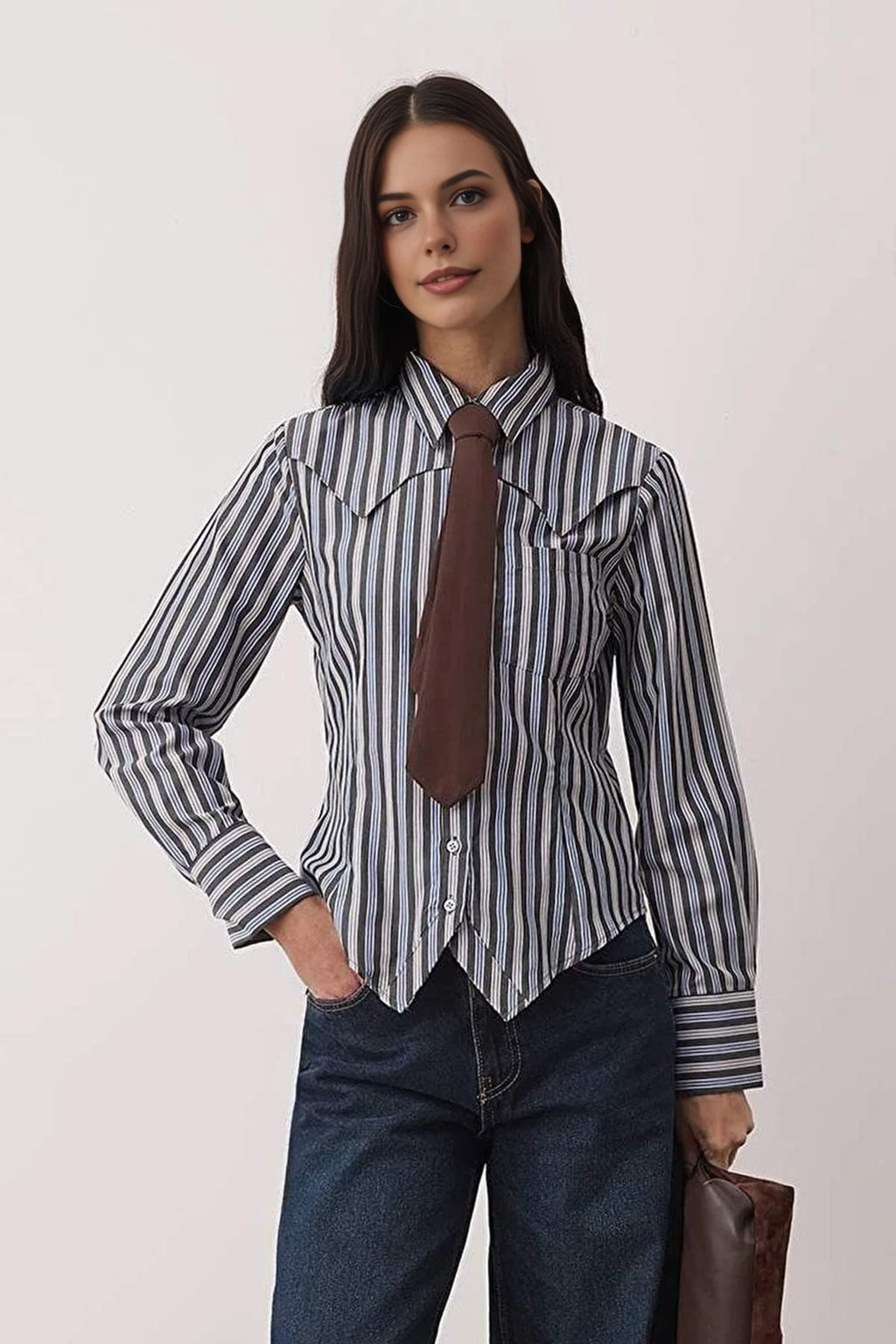 Striped Shirt with Tie