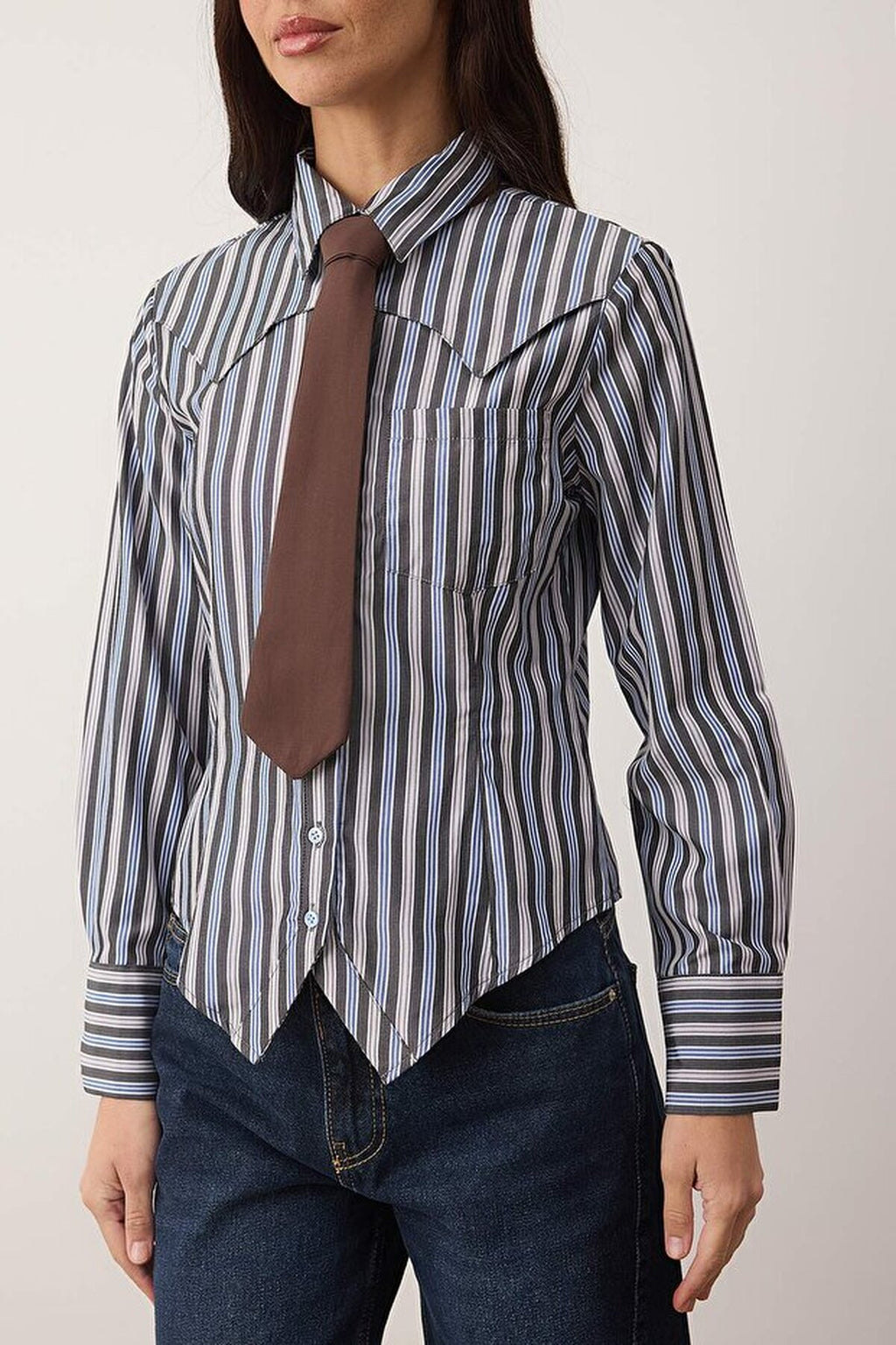 Striped Shirt with Tie