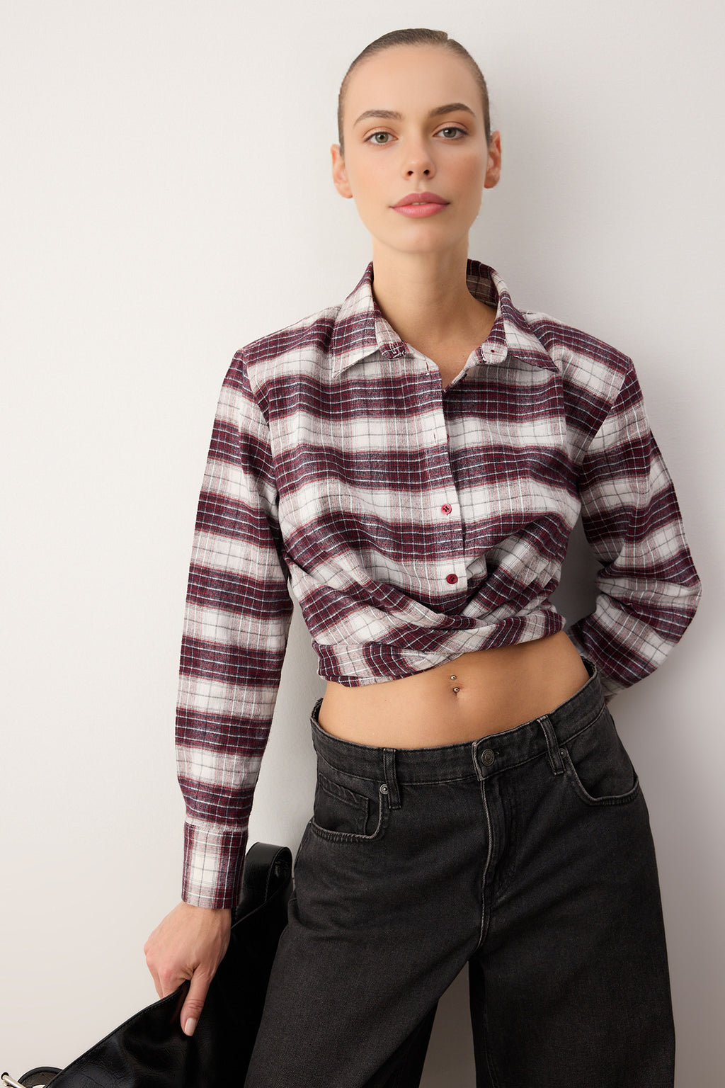 Flannel Shirt with Tie Back