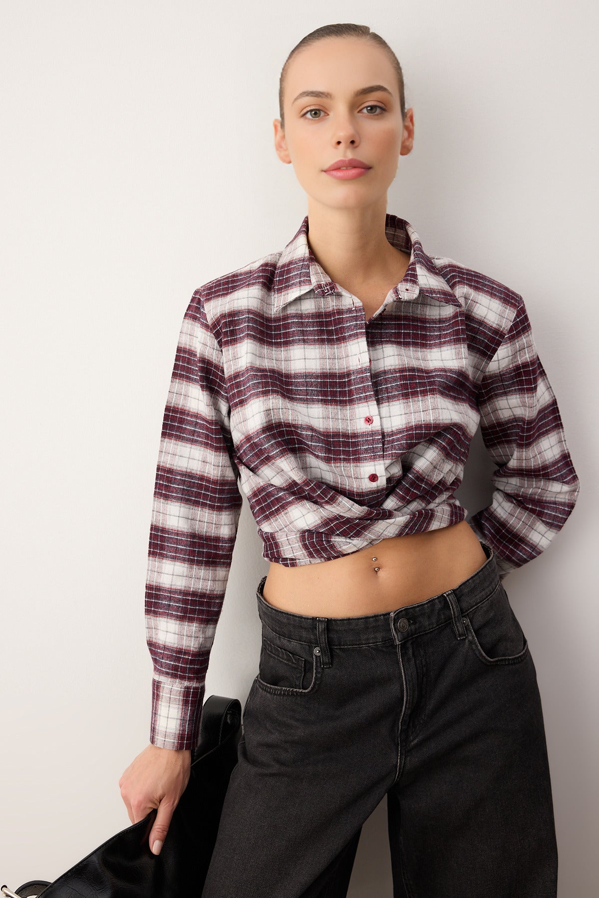 Flannel Shirt with Tie Back