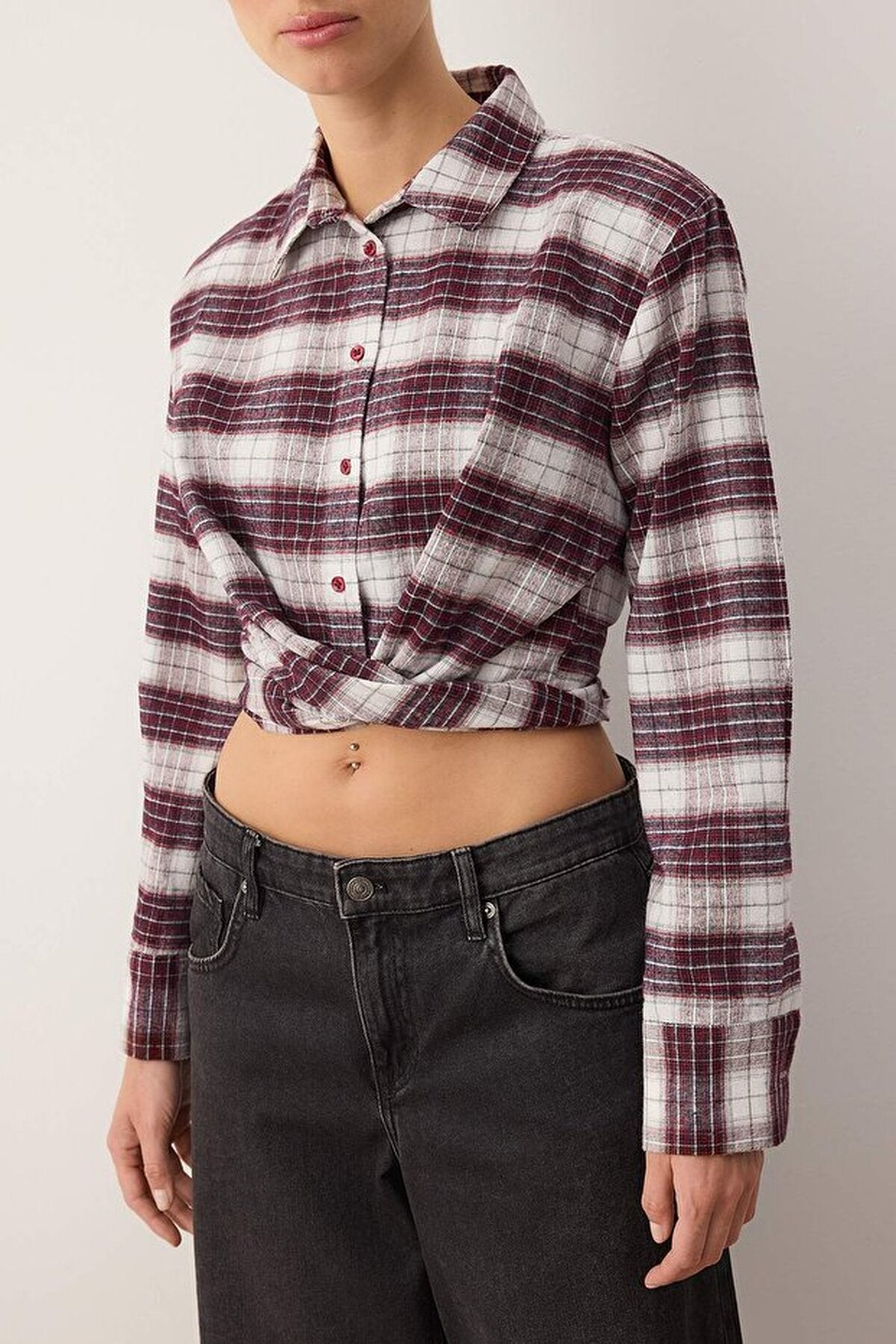Flannel Shirt with Tie Back