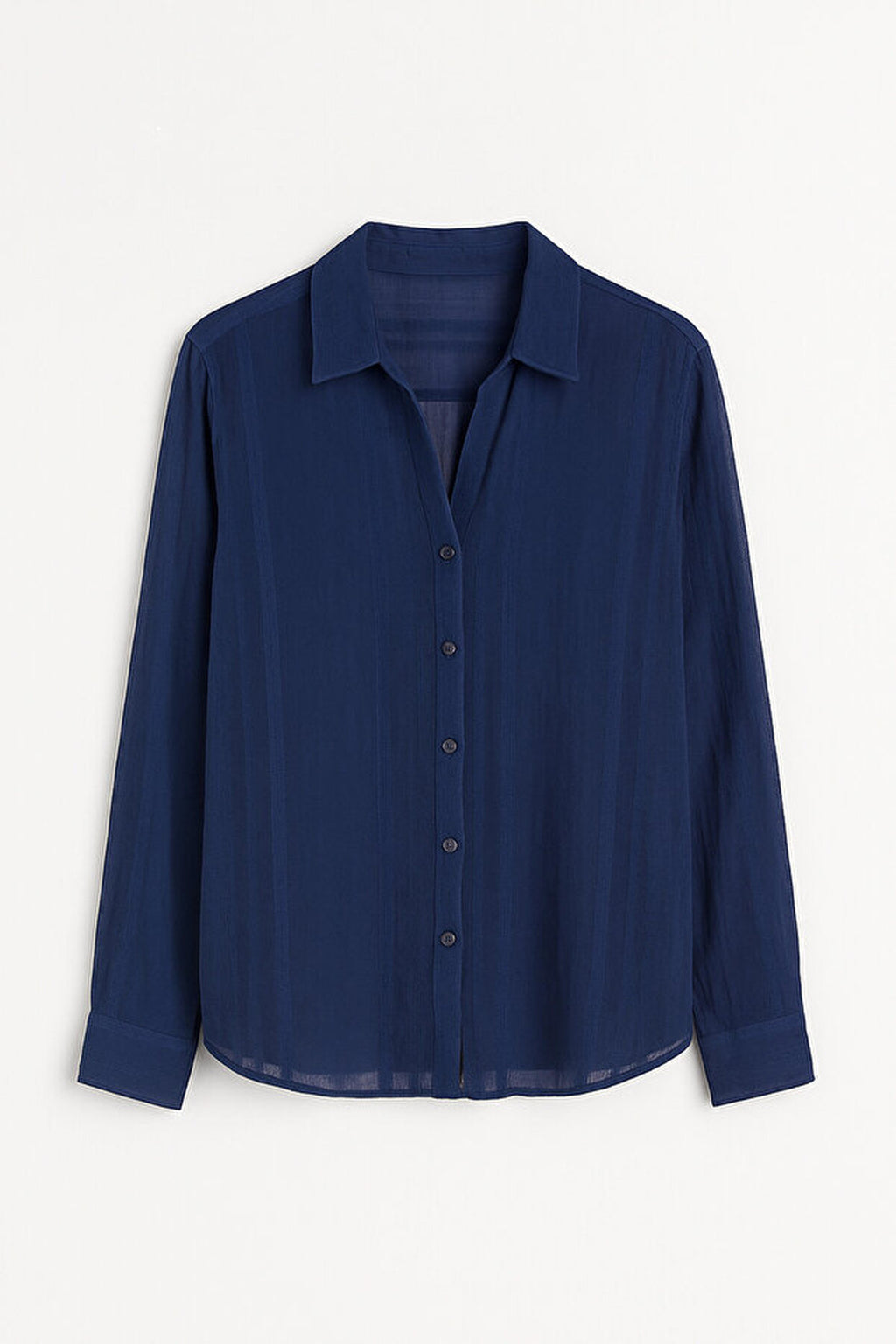 Ribbed Detail Lightly Transparent Shirt