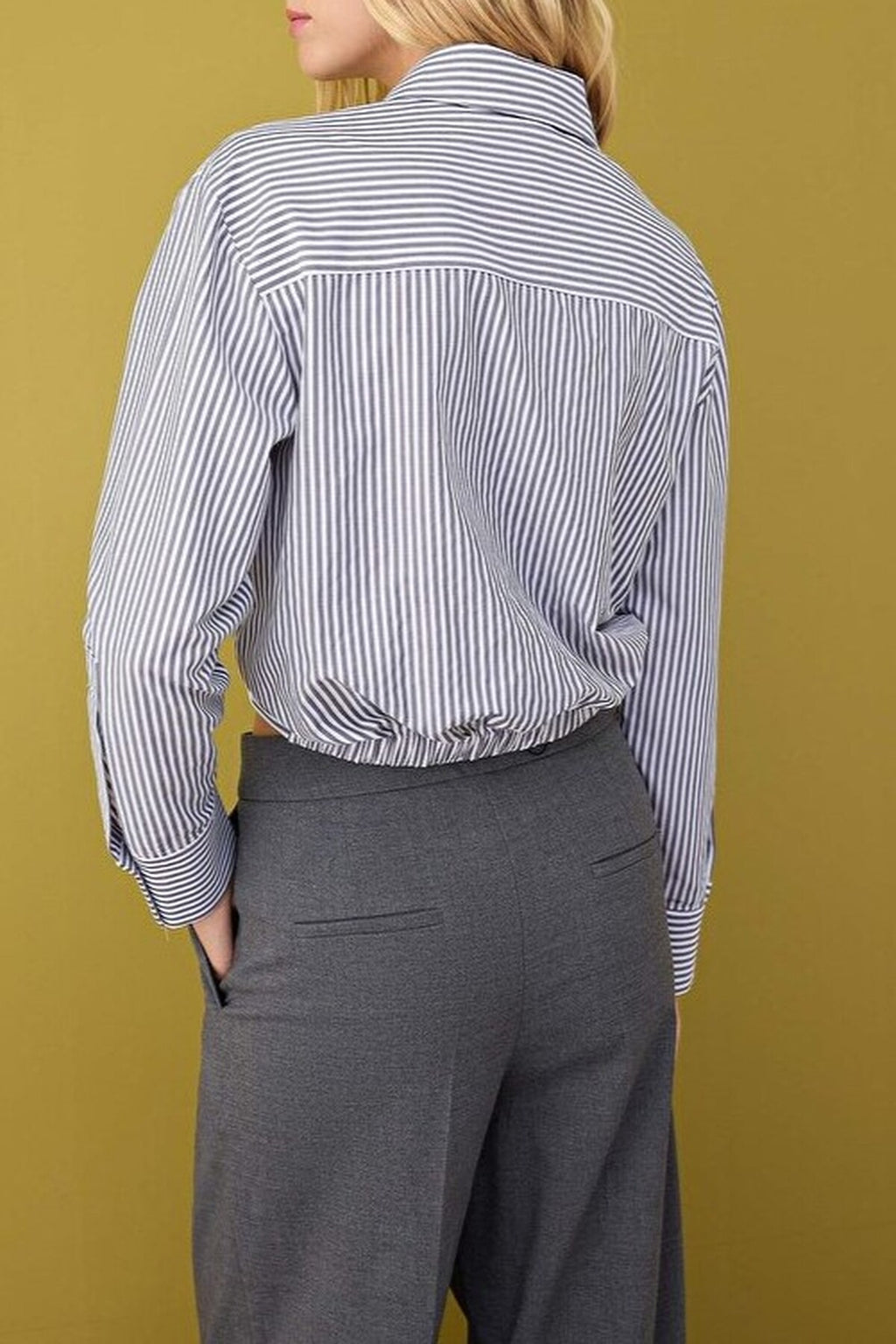 Striped Crop Shirt with Knot Detail