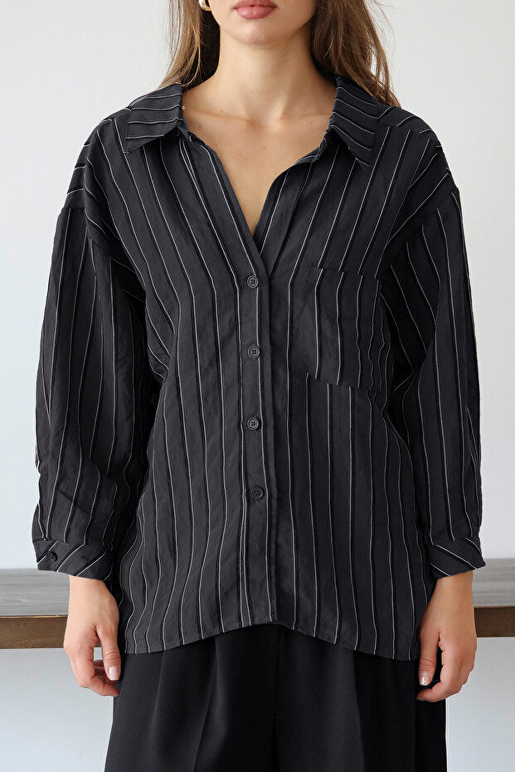 Striped Oversize Textured Shirt
