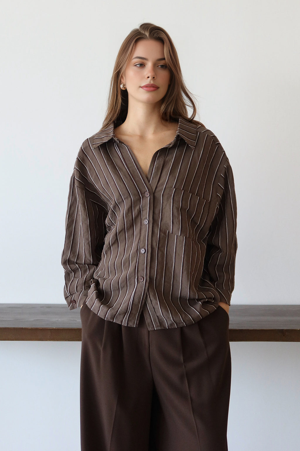 Striped Oversize Textured Shirt