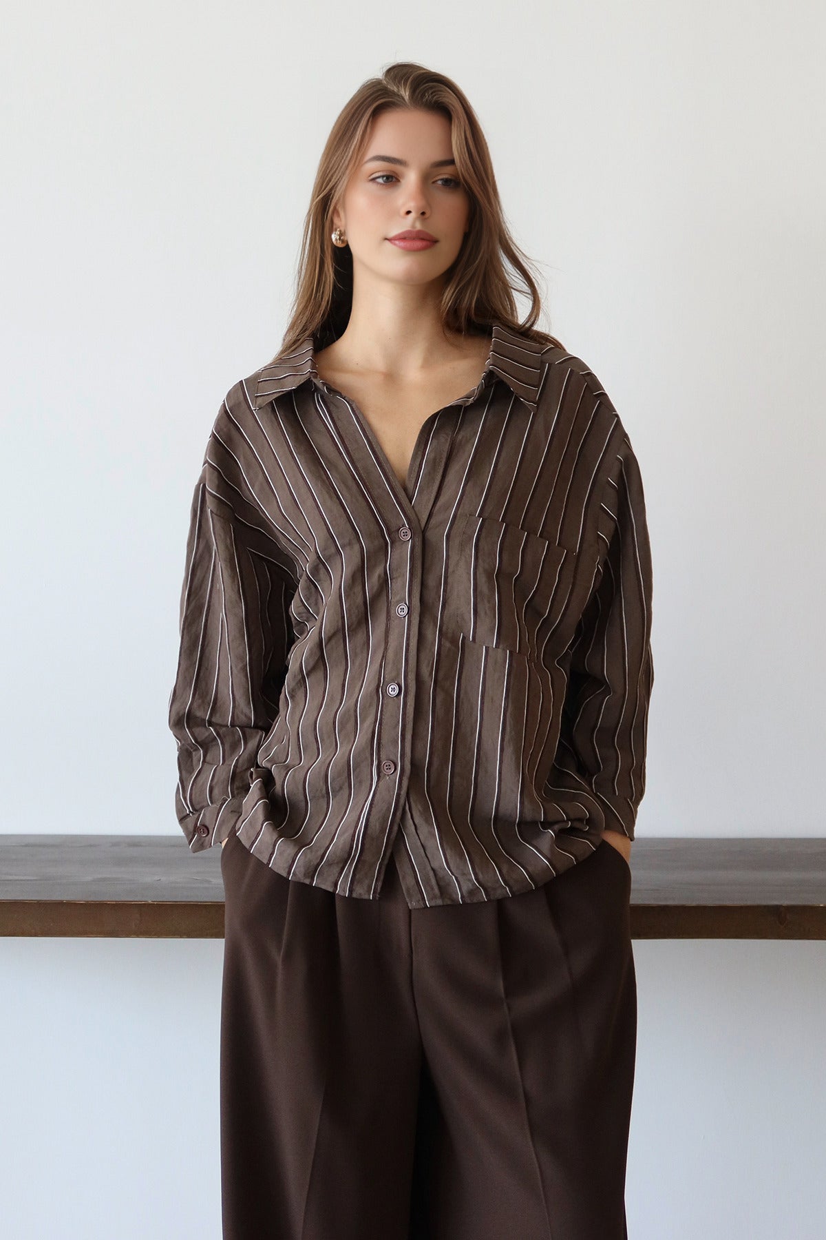 Striped Oversize Textured Shirt