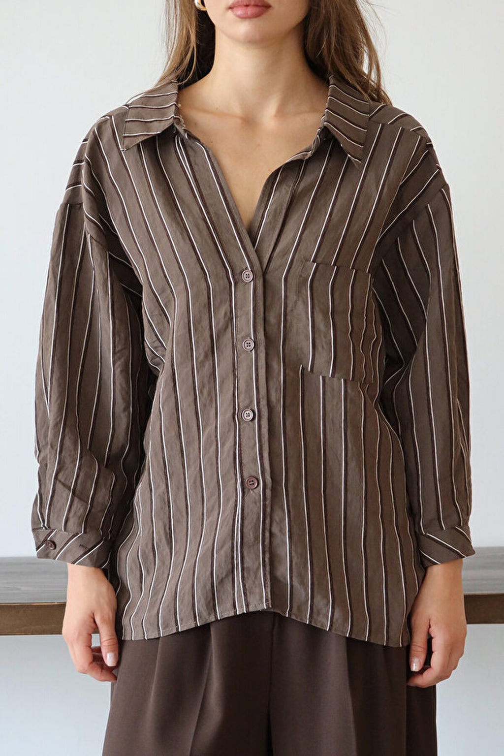 Striped Oversize Textured Shirt