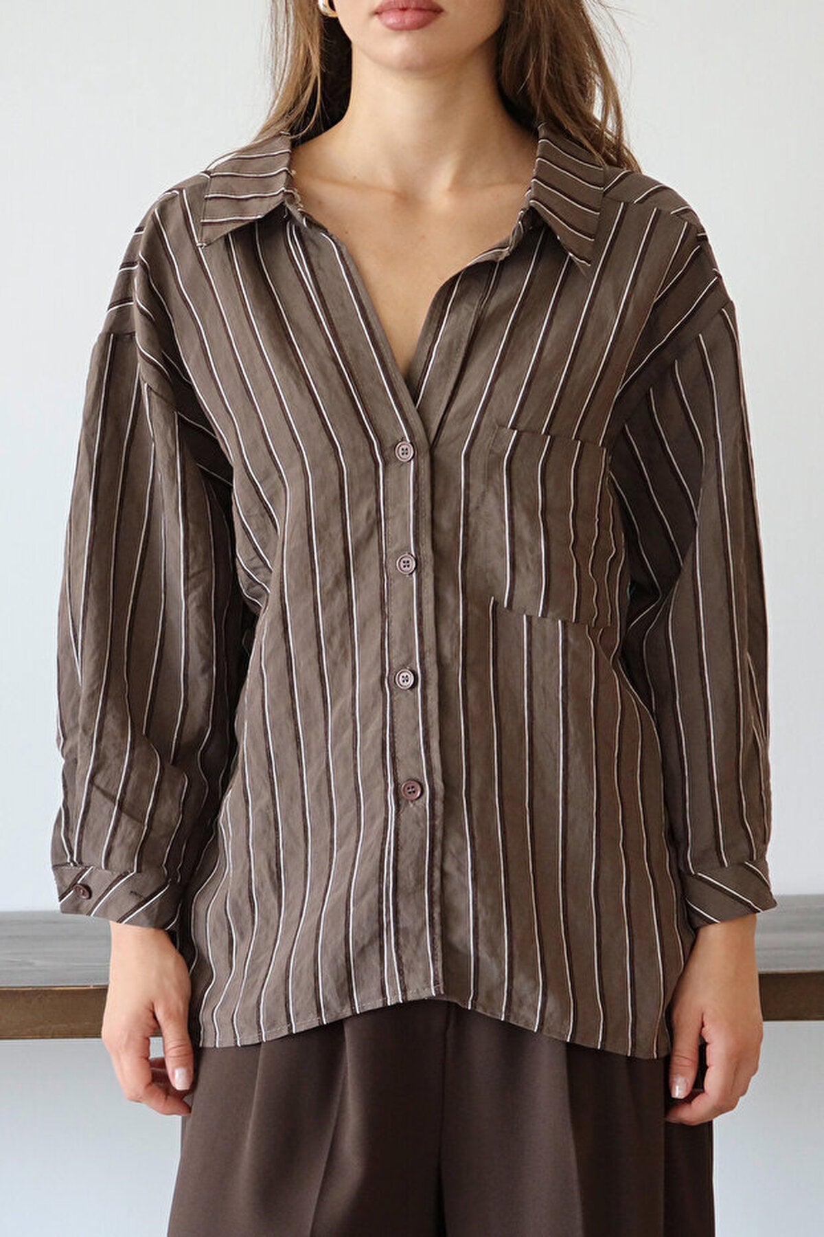 Striped Oversize Textured Shirt