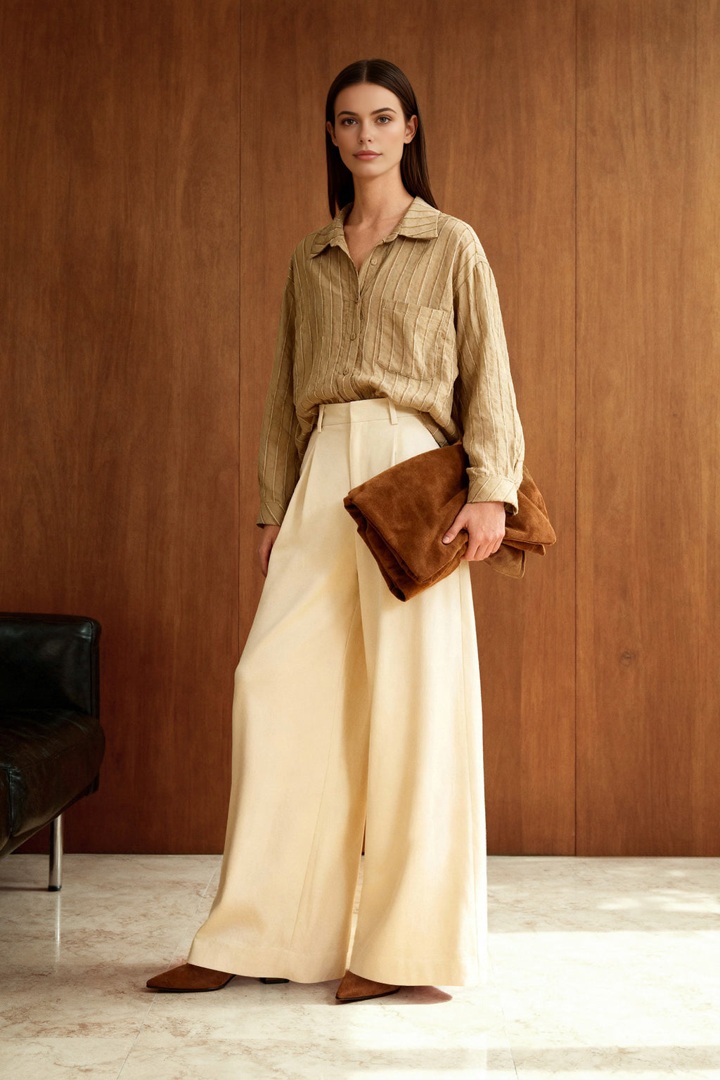 Striped Oversize Textured Shirt