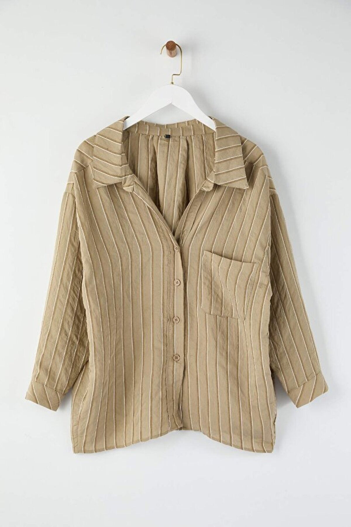 Striped Oversize Textured Shirt