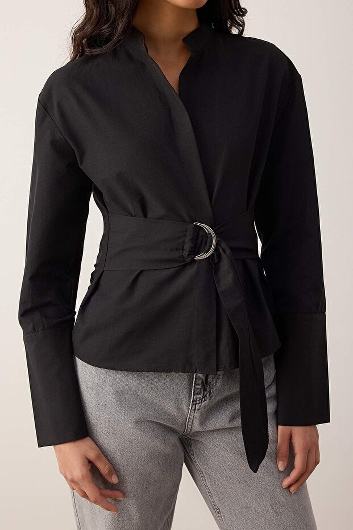 Belted & Snap-Front Adjustable Shirt