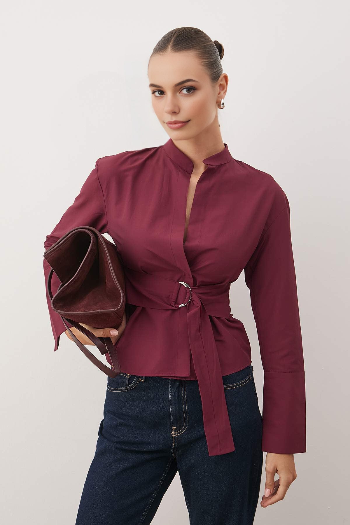 Belted & Snap-Front Adjustable Shirt