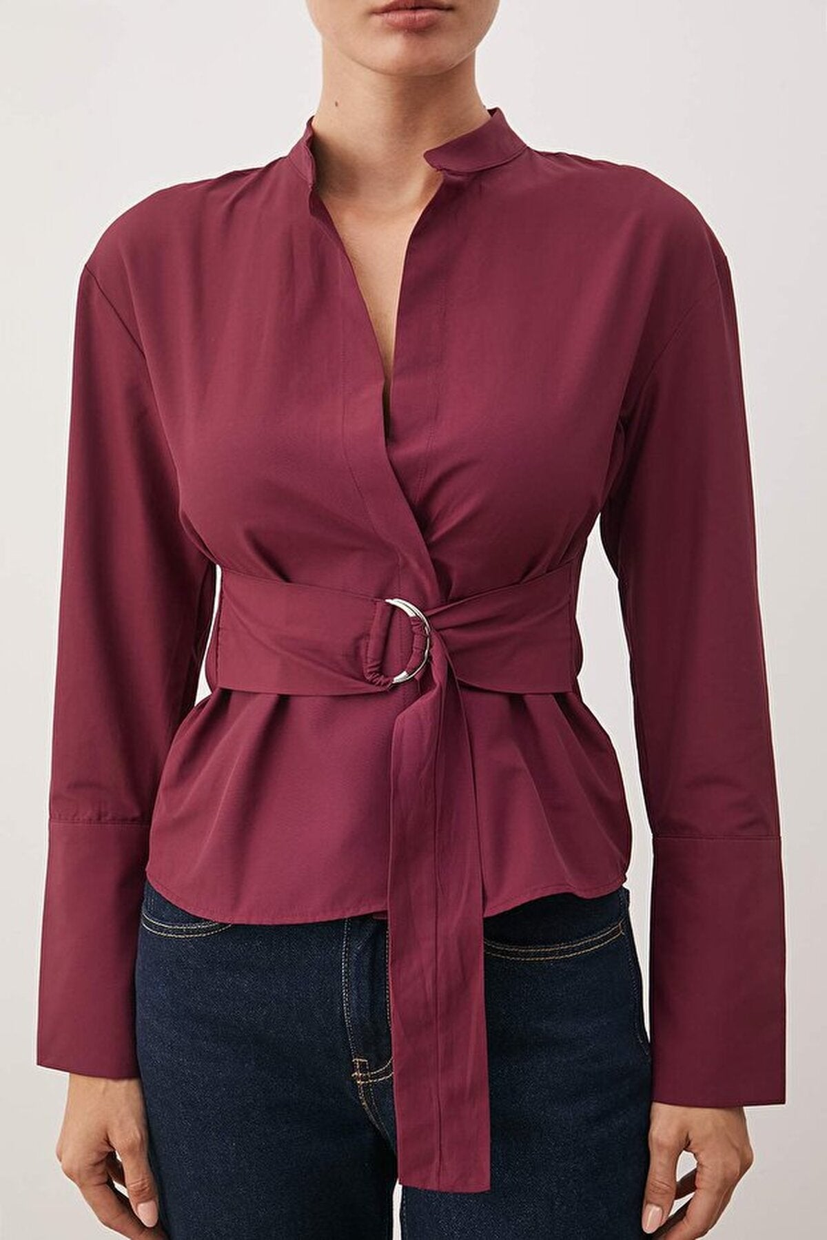 Belted & Snap-Front Adjustable Shirt