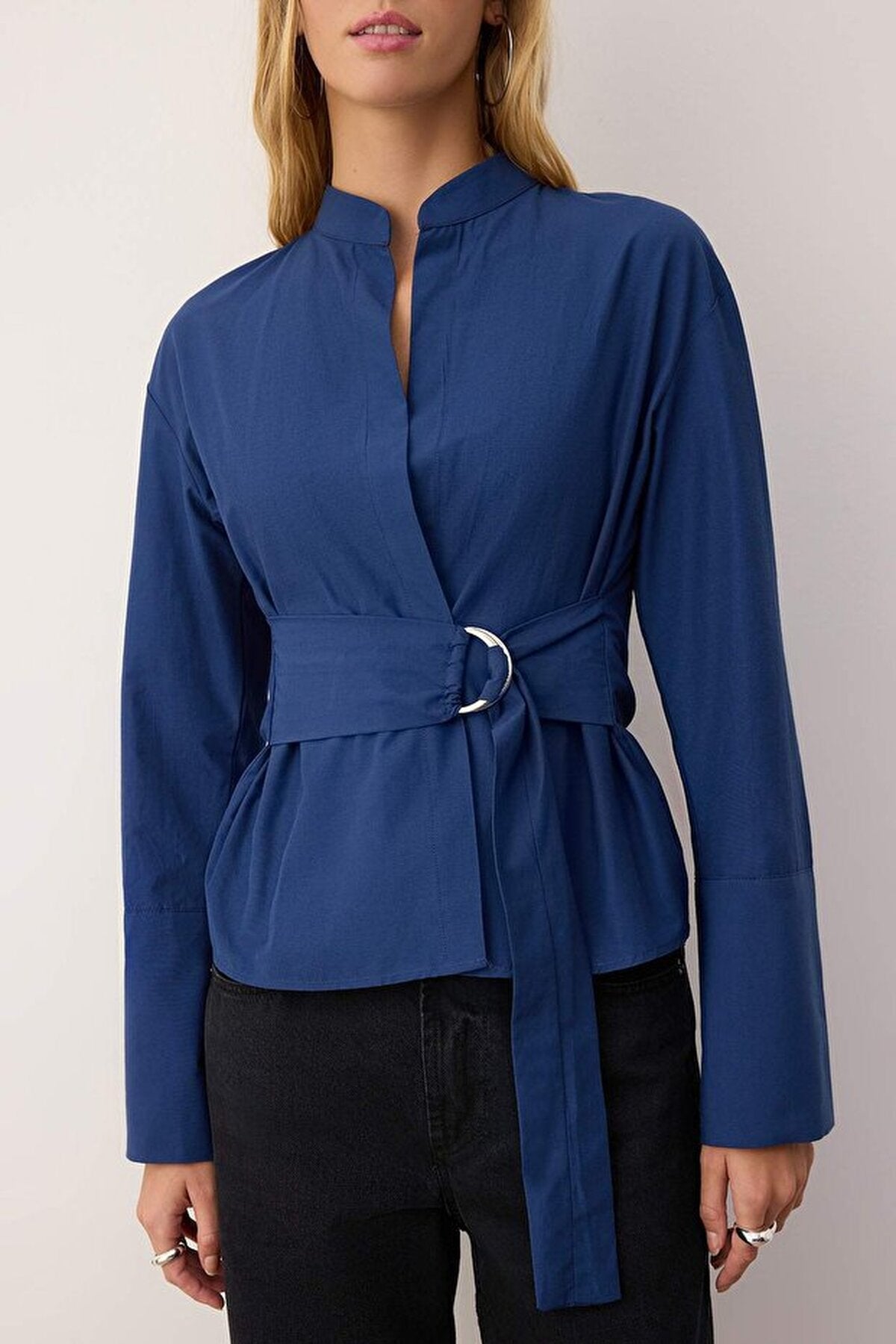 Belted & Snap-Front Adjustable Shirt