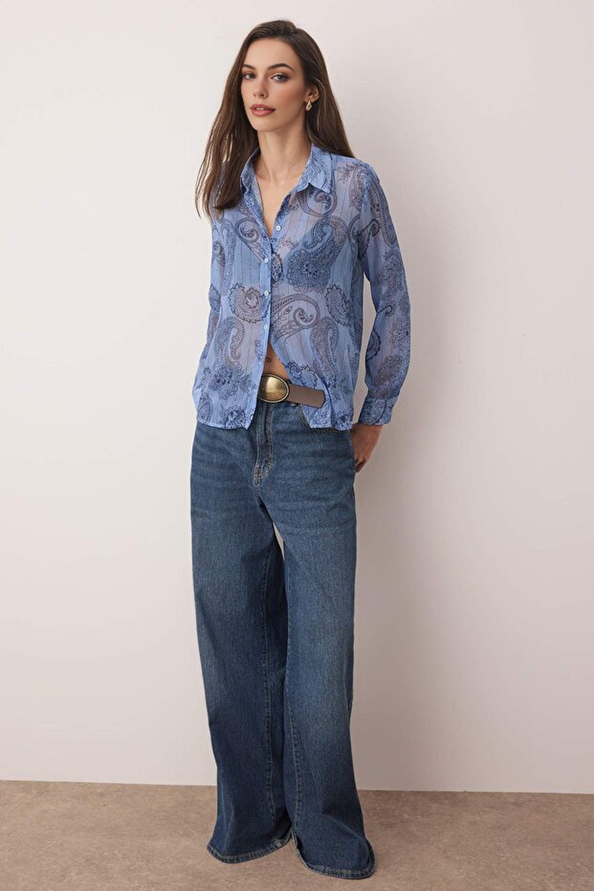 Patterned Unlined Chiffon Shirt