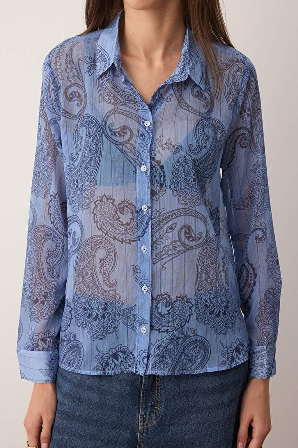 Patterned Unlined Chiffon Shirt
