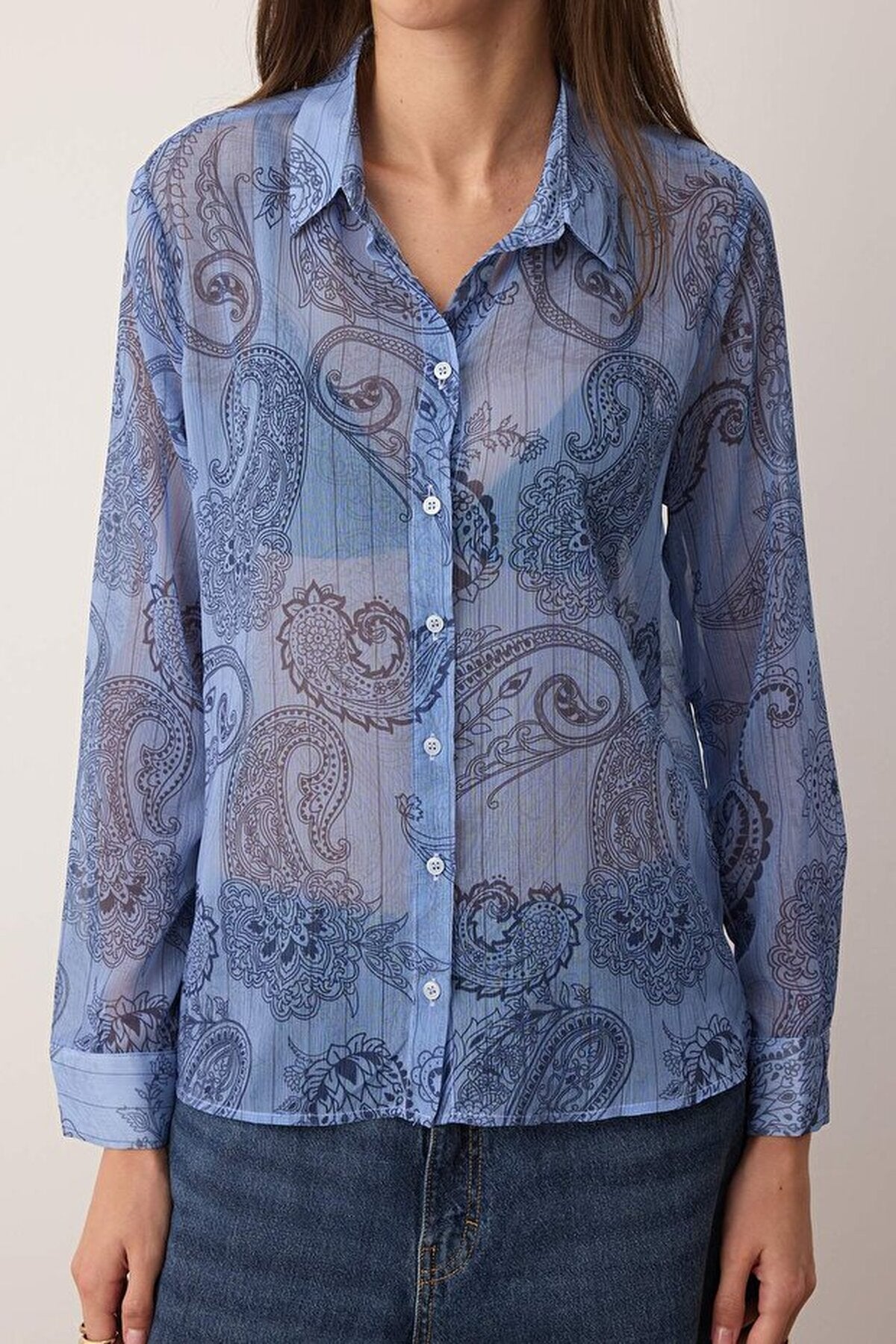 Patterned Unlined Chiffon Shirt
