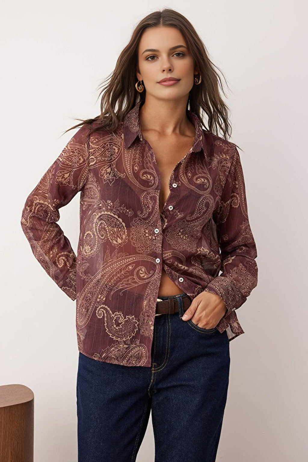 Patterned Unlined Chiffon Shirt