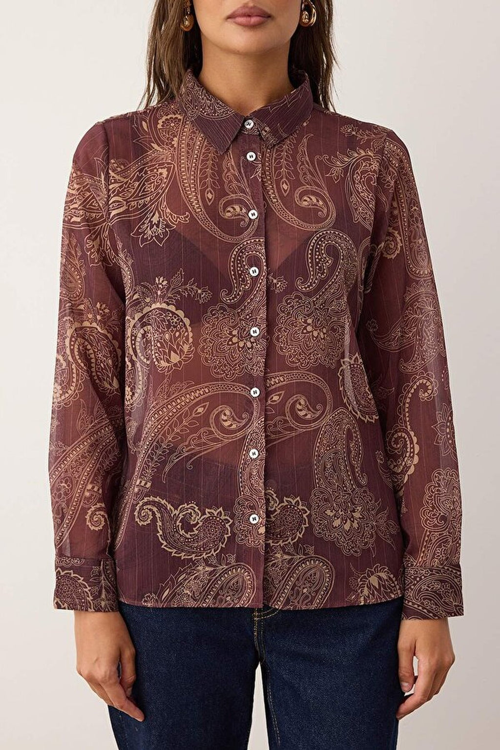 Patterned Unlined Chiffon Shirt