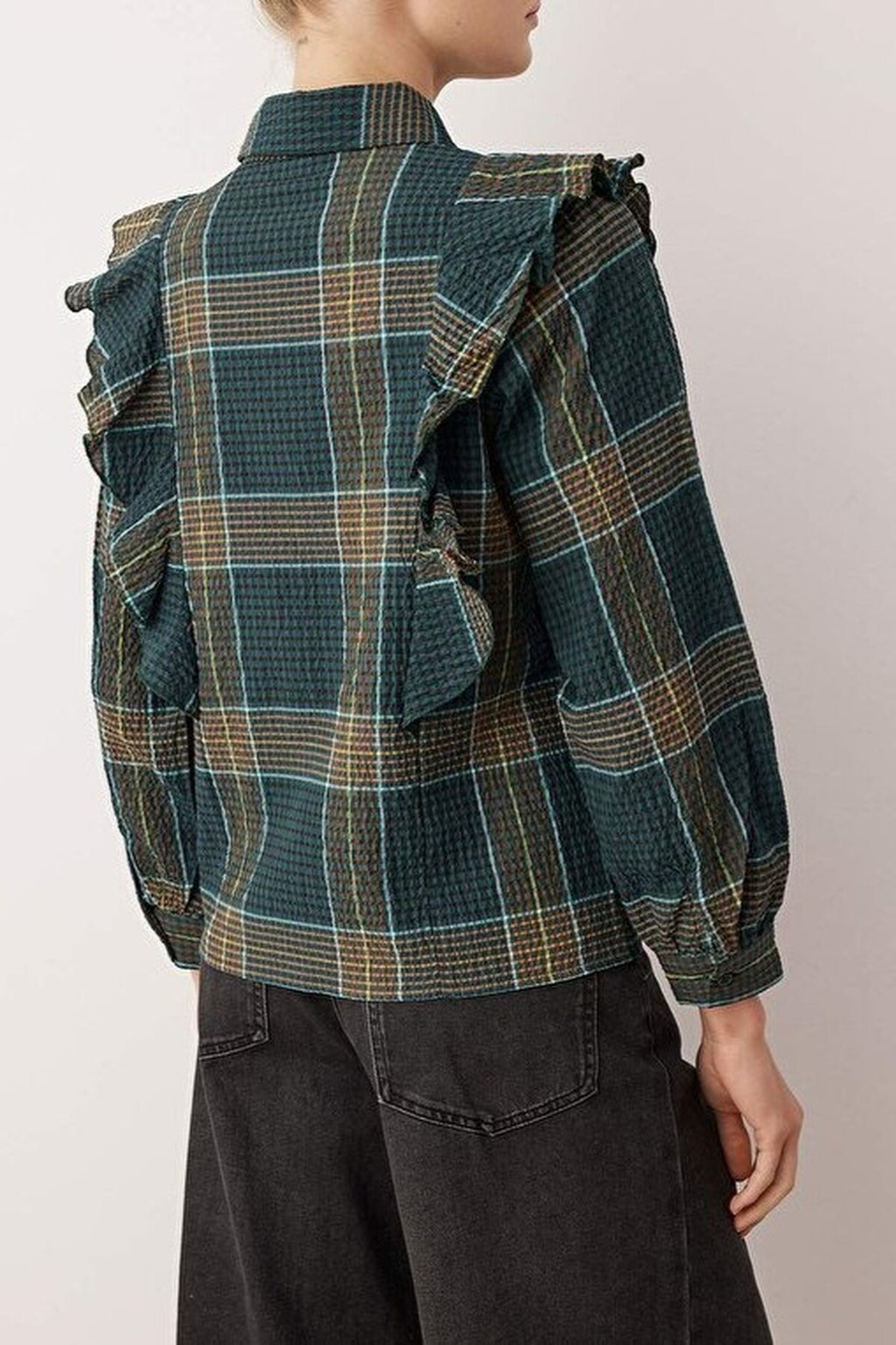 Textured Shirt with Ruffle Details
