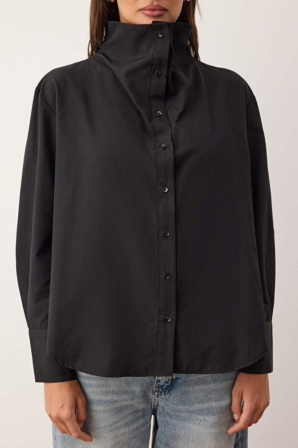 Collar Detail Off-Shoulder Shirt