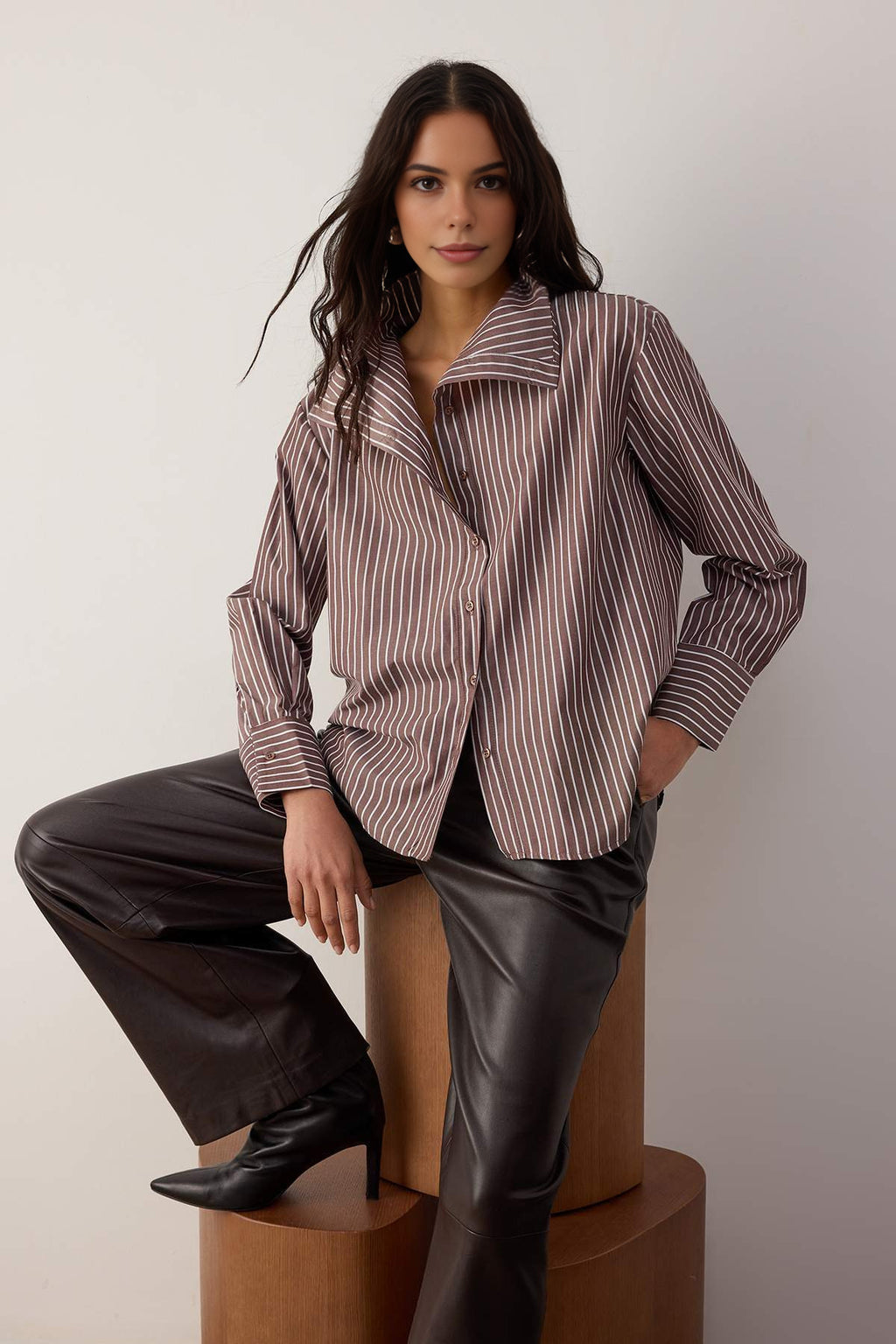 Collar Detail Off-Shoulder Shirt
