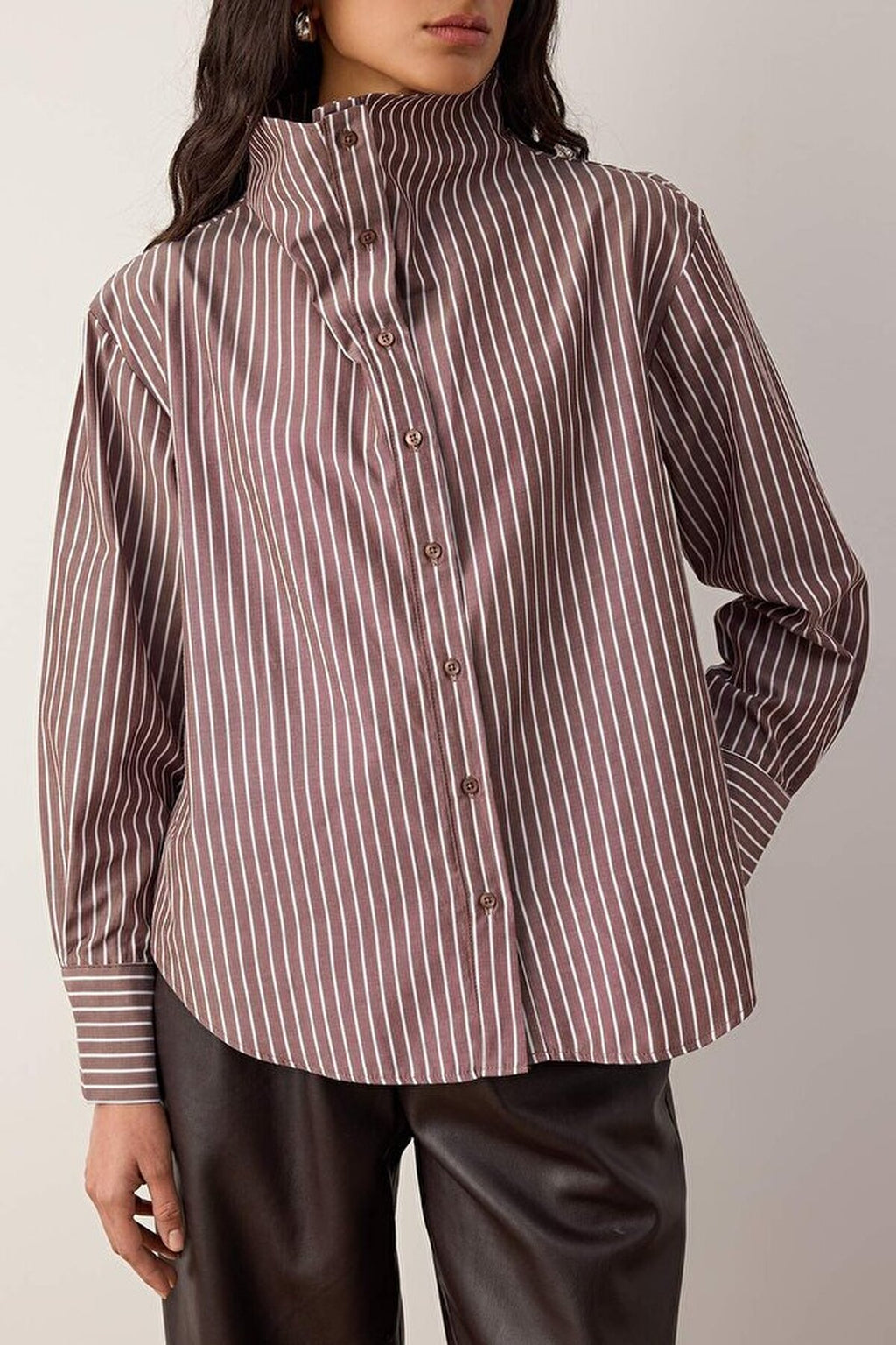 Collar Detail Off-Shoulder Shirt
