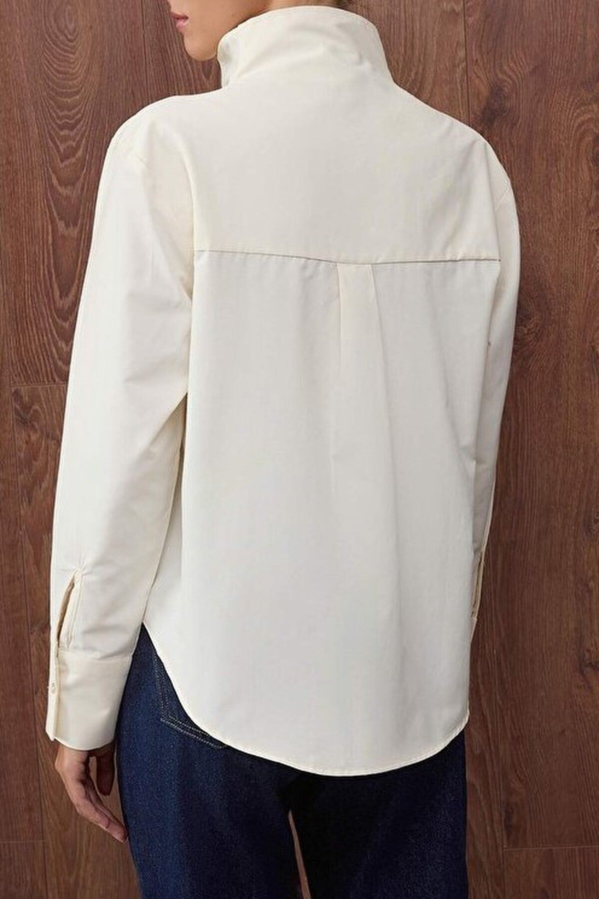 Collar Detail Off-Shoulder Shirt