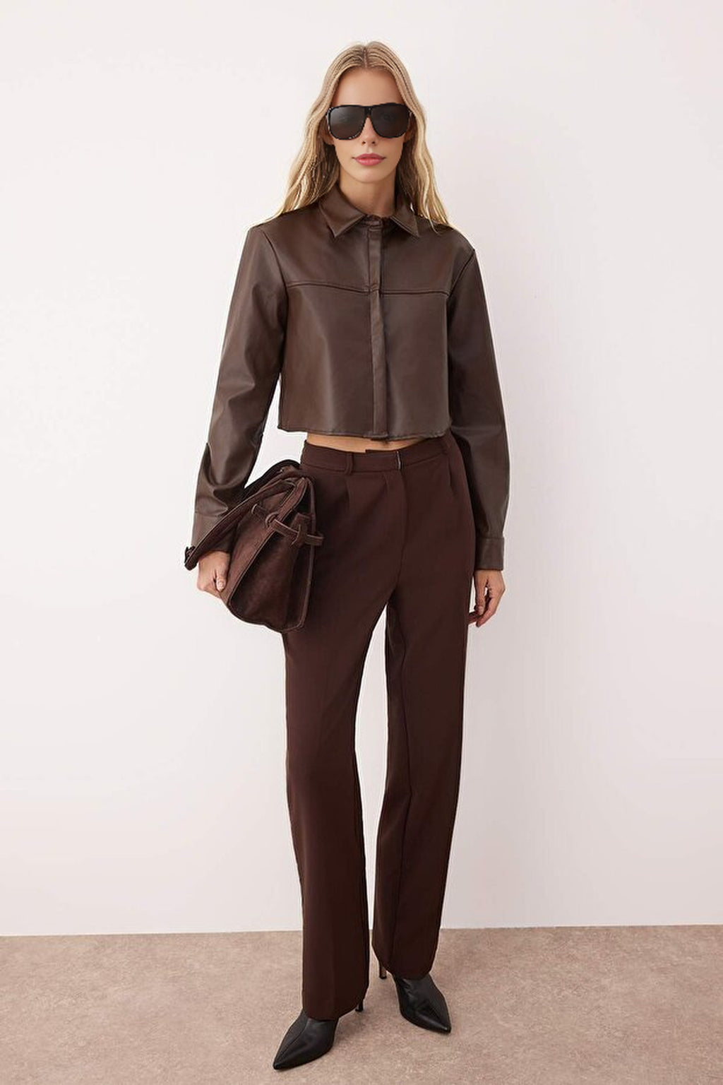 Crop Leather Shirt