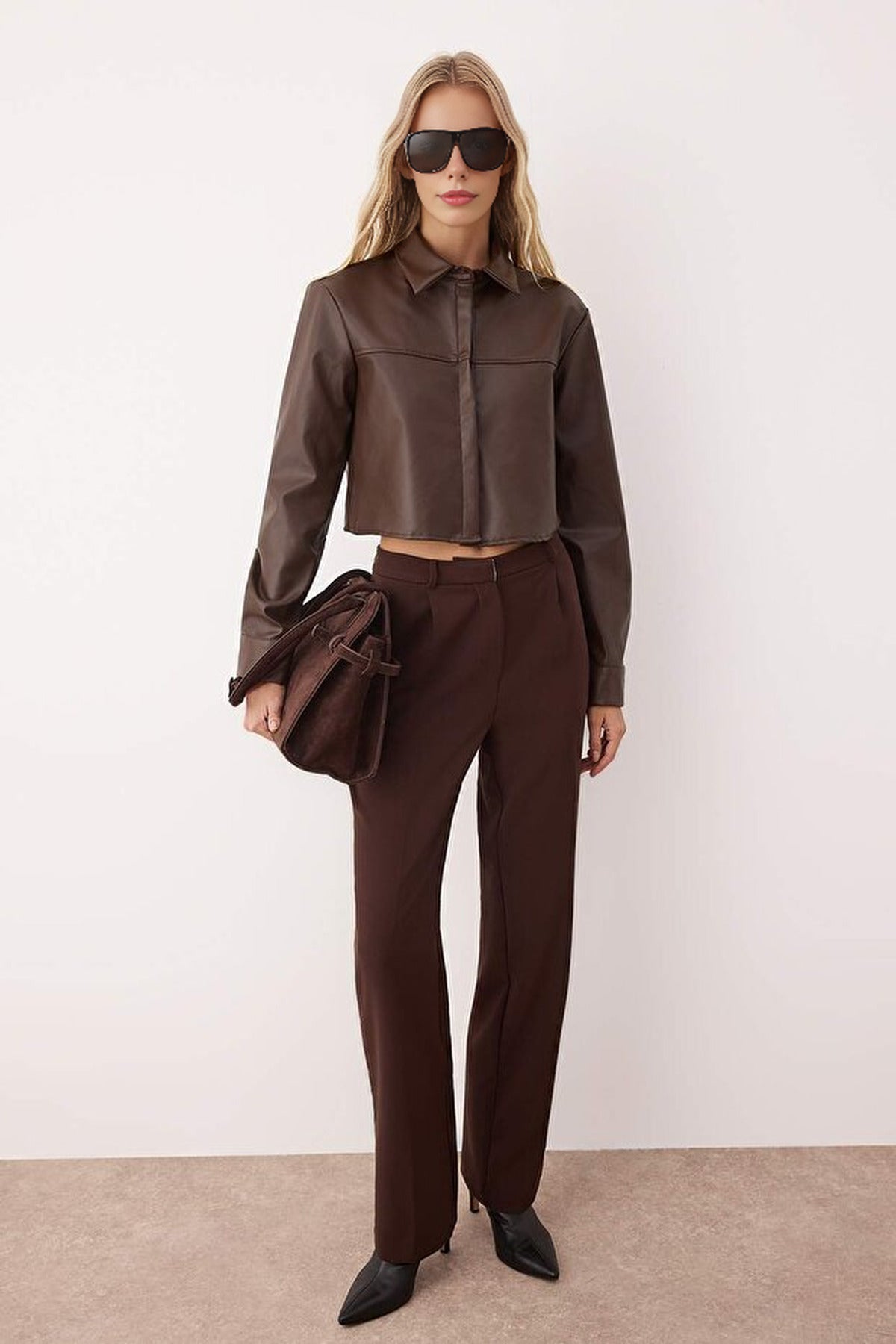 Crop Leather Shirt