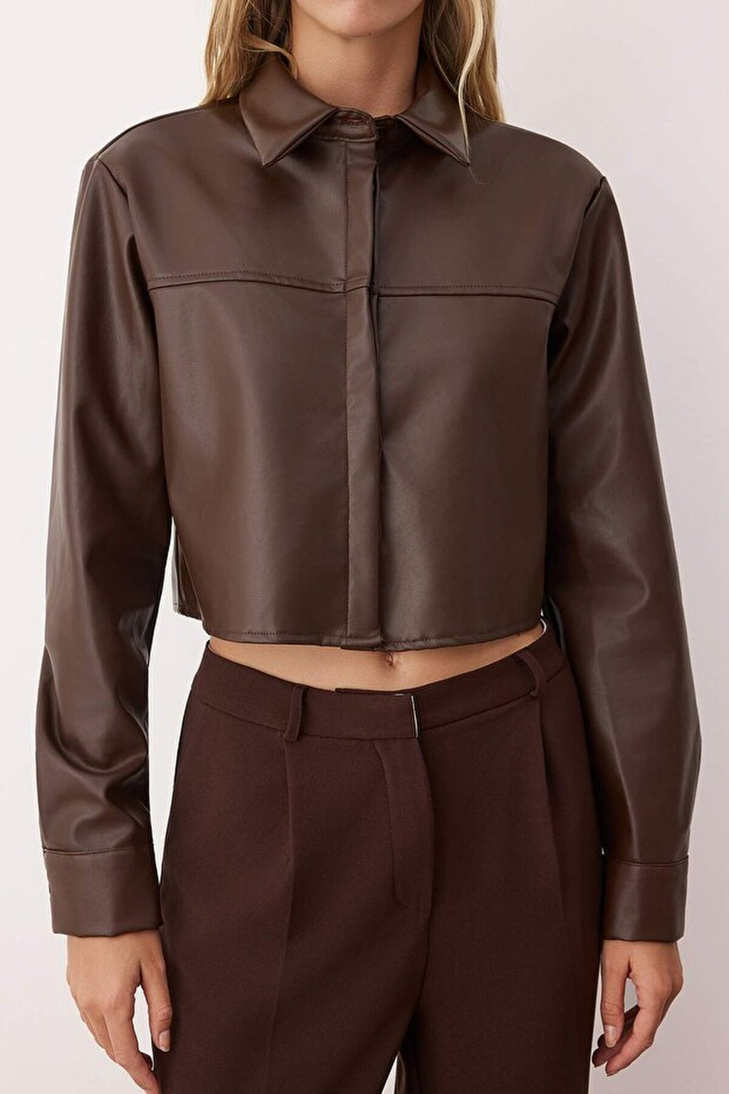 Crop Leather Shirt