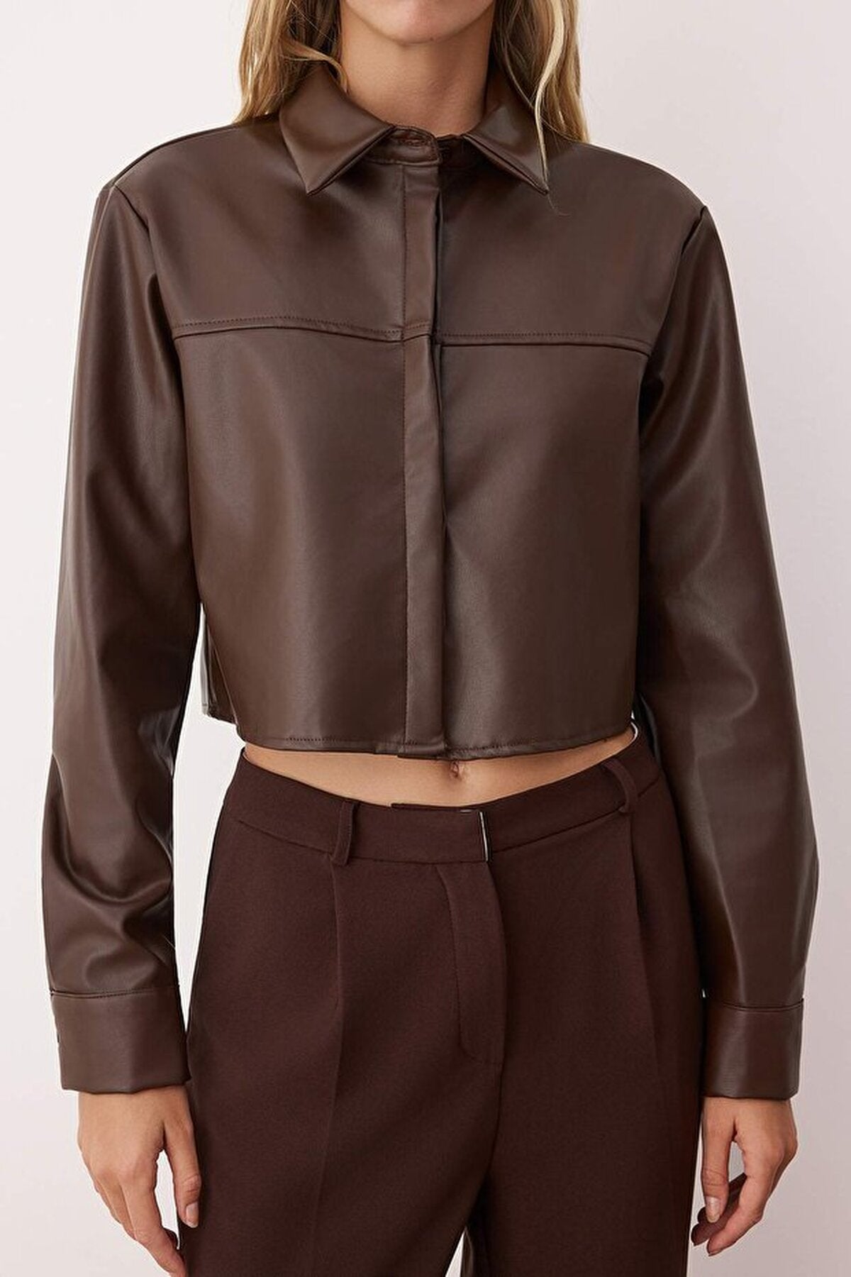 Crop Leather Shirt