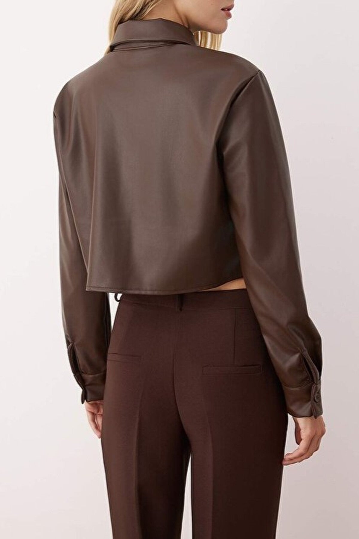 Crop Leather Shirt