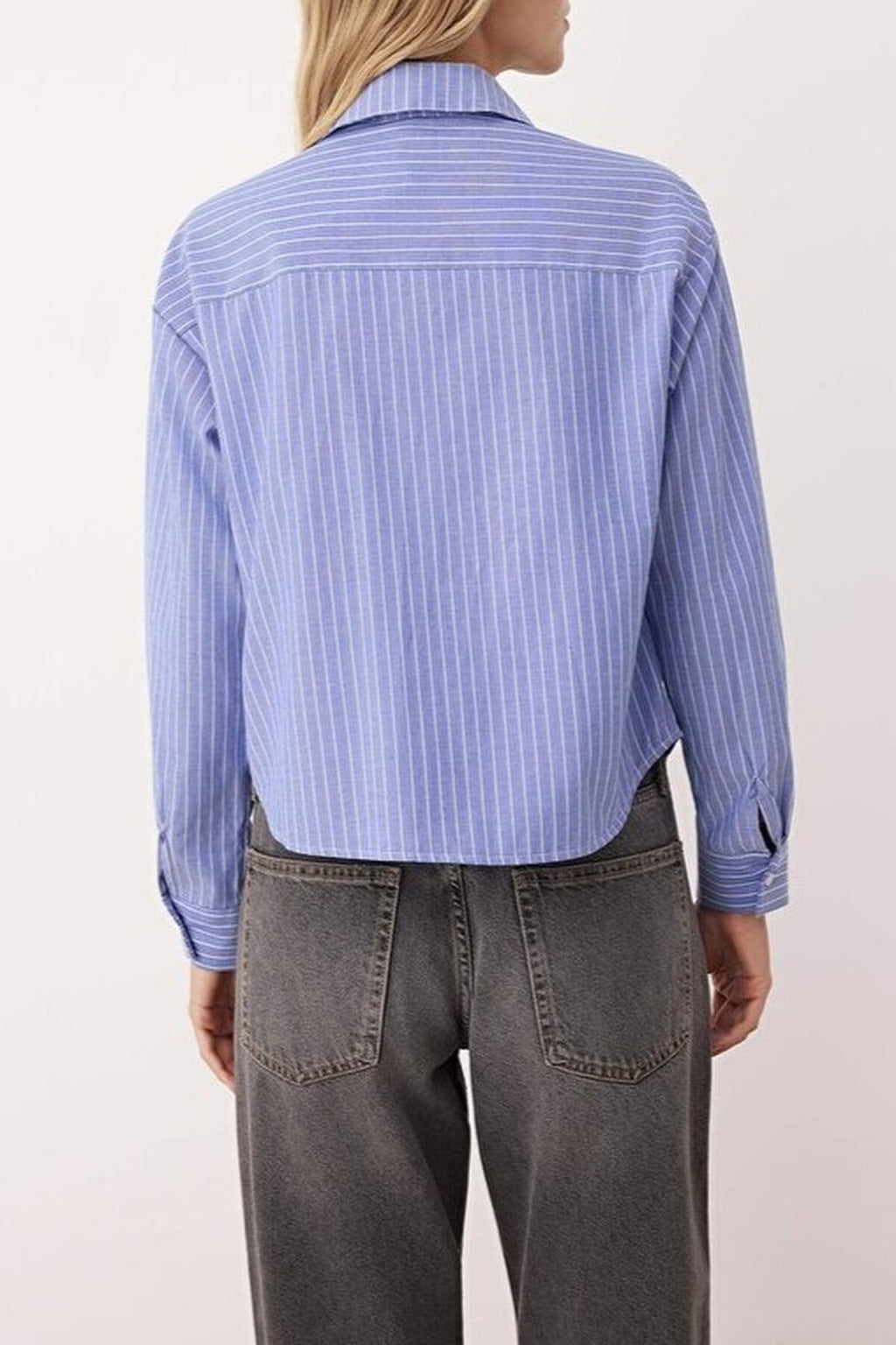 Jacket Collar Striped Woven Shirt