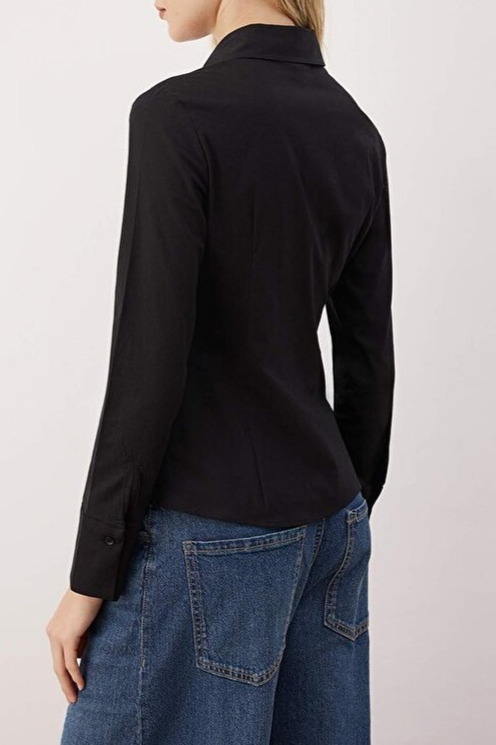 Waist-Fitting Cotton Woven Shirt