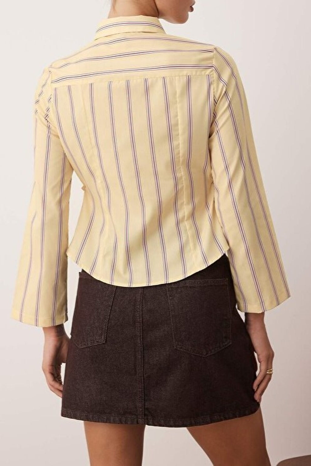 Striped Shirt with Adjustable Waist and Wide Sleeves