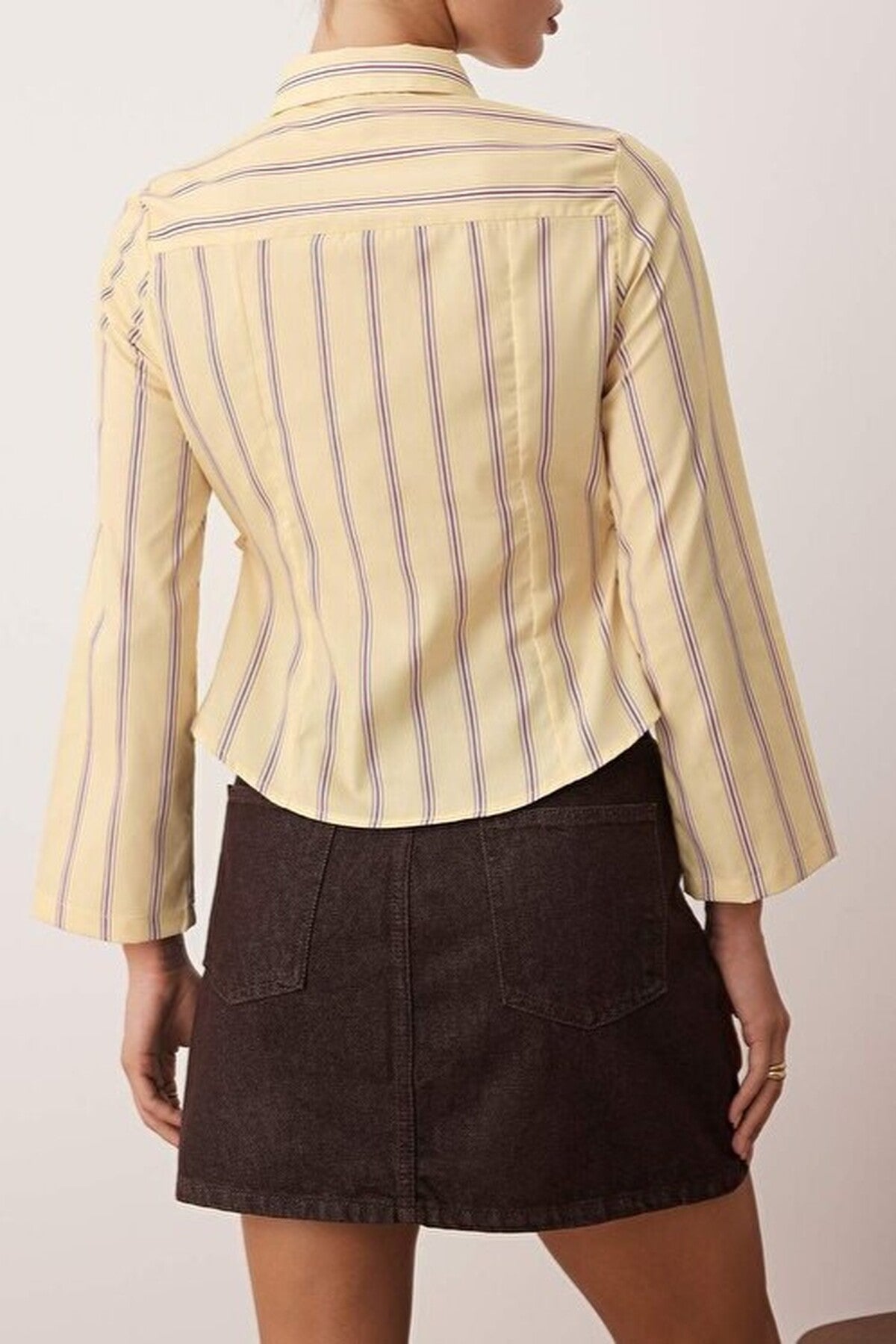 Striped Shirt with Adjustable Waist and Wide Sleeves