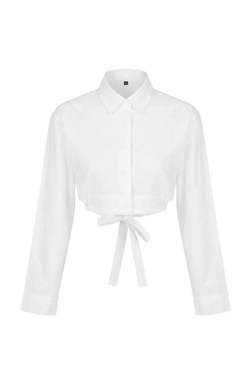 Crop Cotton Poplin Shirt with Tie Detail