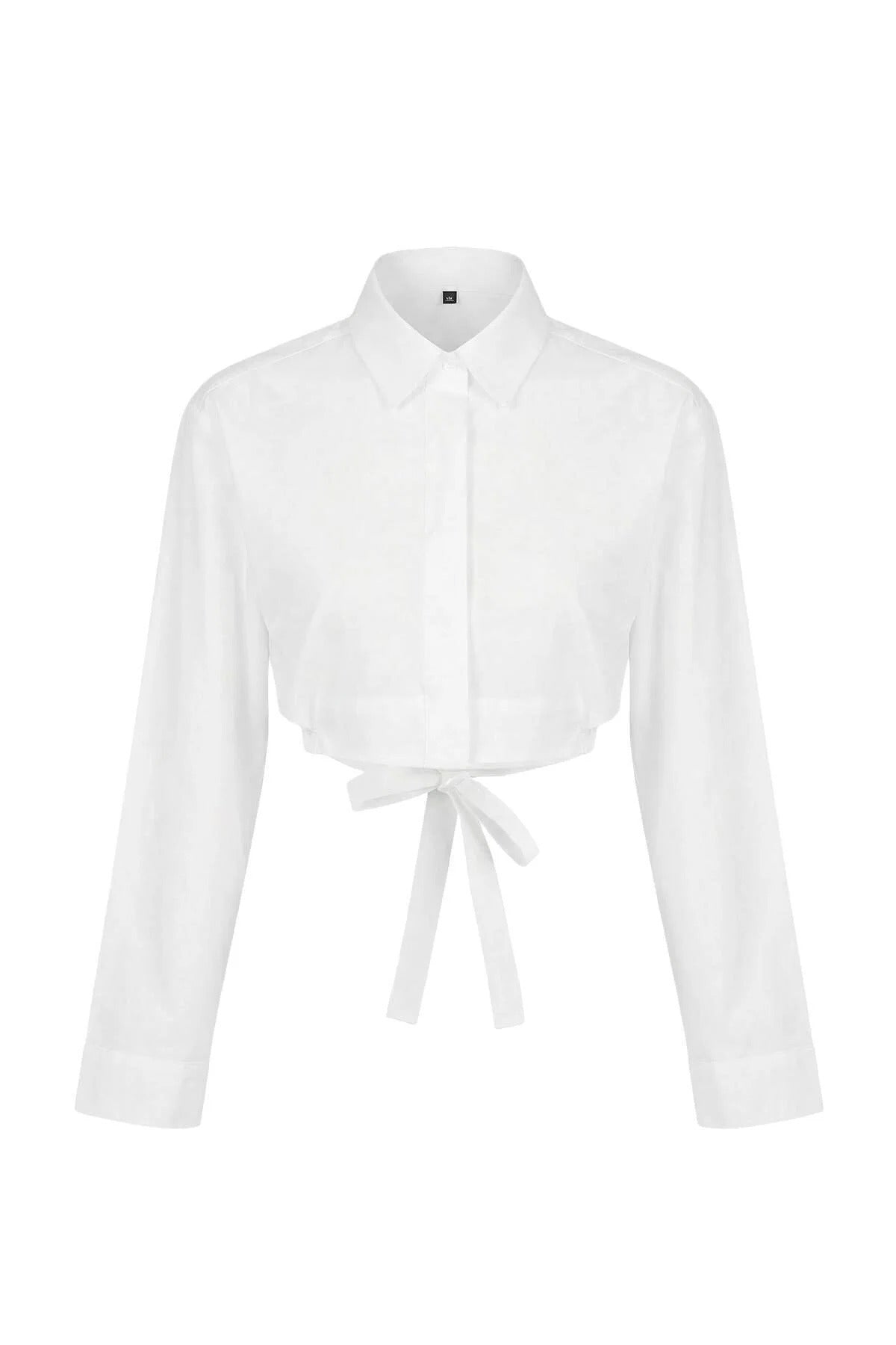 Crop Cotton Poplin Shirt with Tie Detail