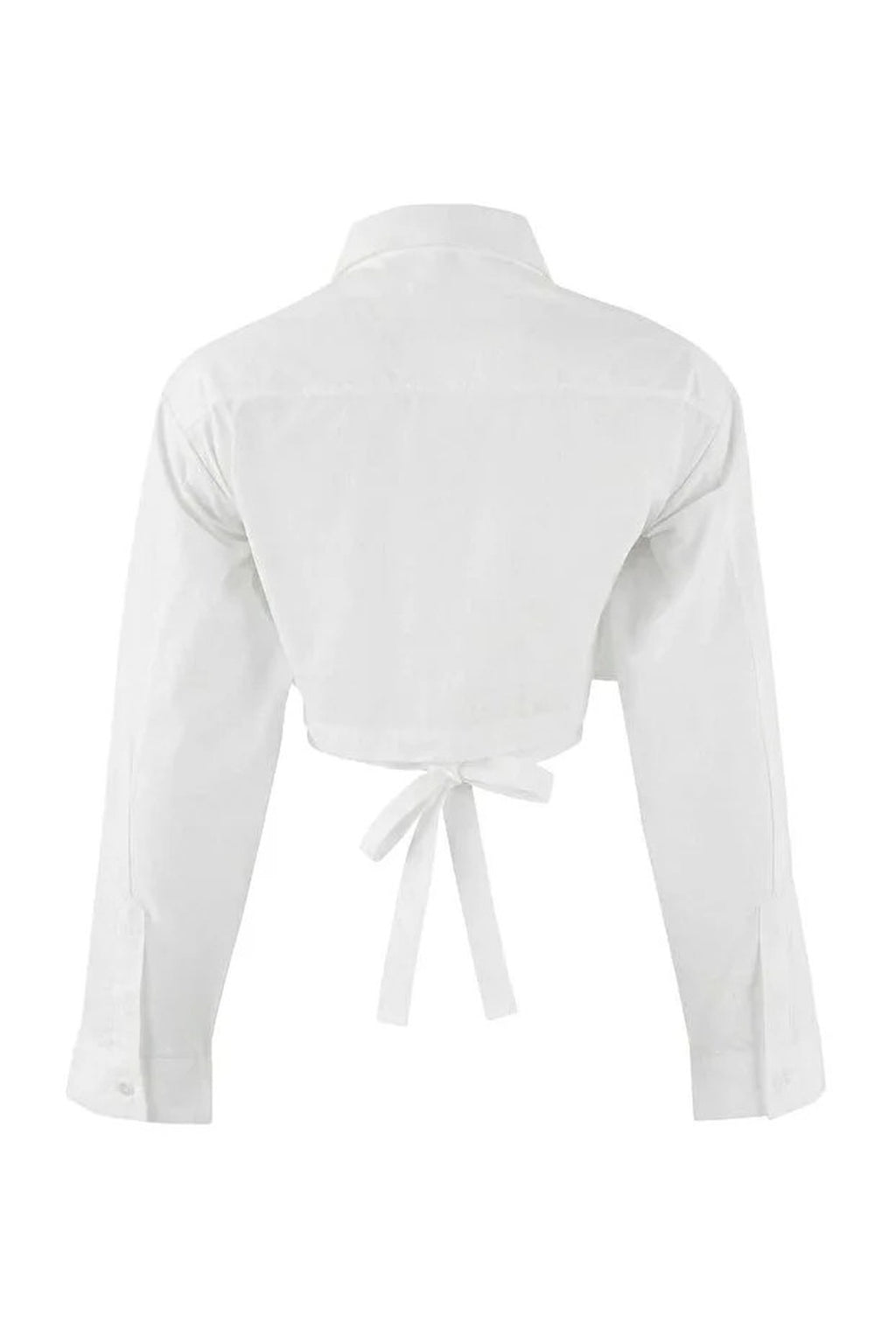 Crop Cotton Poplin Shirt with Tie Detail
