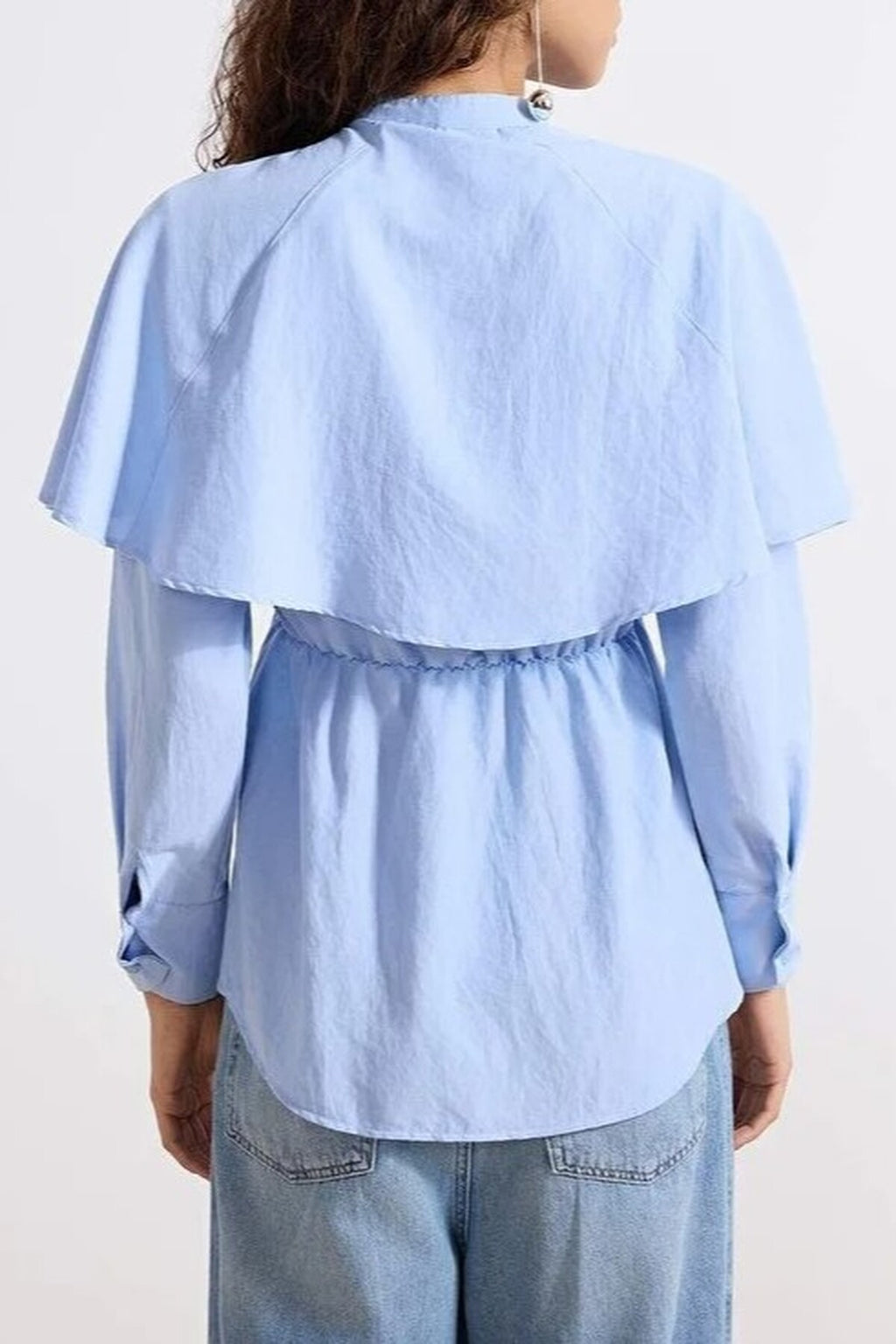 Cotton Fabric Cape Detail Woven Shirt