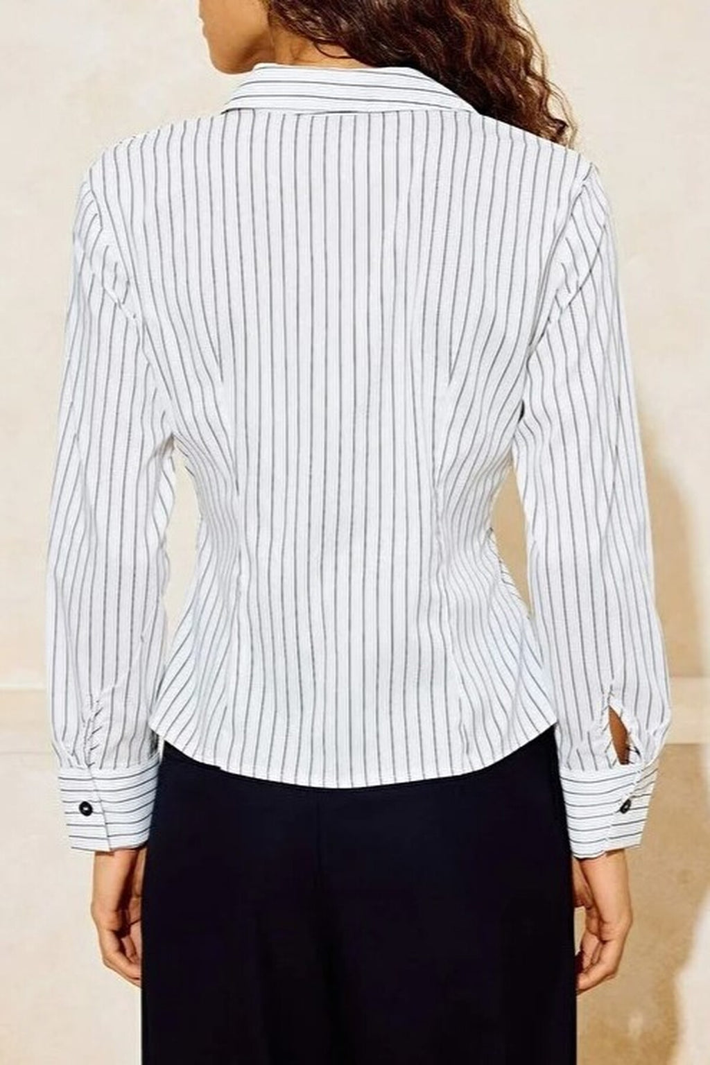 Striped Fitted Shirt with Button Detail