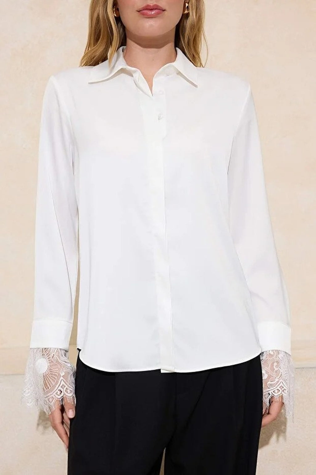 Lace Detail Satin Shirt