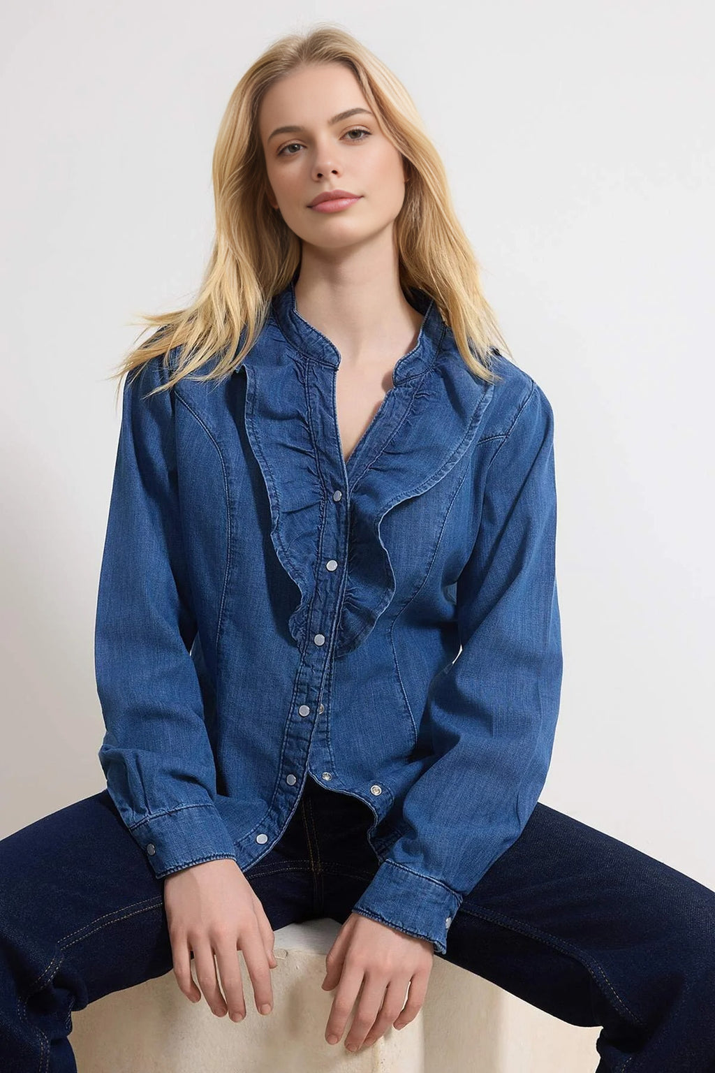 Baby Collar 100% Cotton Denim Shirt