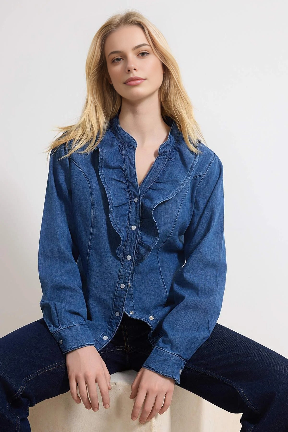Baby Collar 100% Cotton Denim Shirt