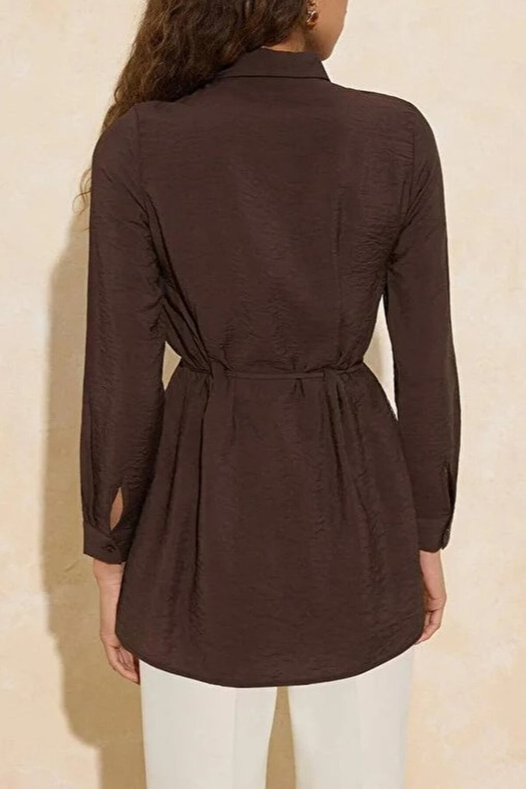 Soft Fabric Woven Shirt with Belt Detail