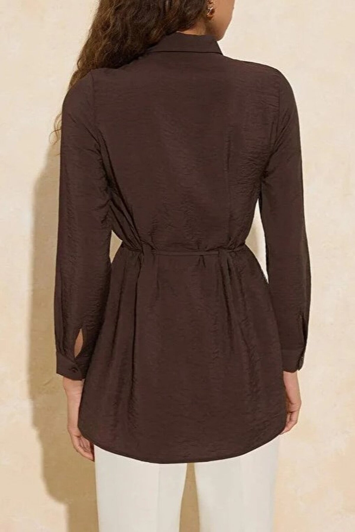 Soft Fabric Woven Shirt with Belt Detail